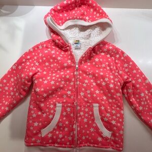 HEALTHTEX GIRLS PINK STARRED SIZE 5T HOODIE ZIP UP SWEAT SHIRT. BRITE PINK/WHITE